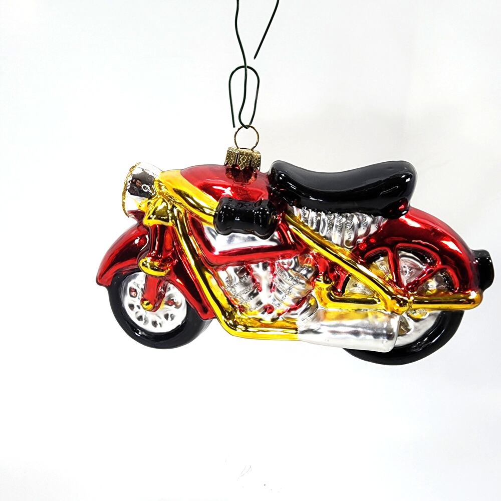 Red Glass Blown Motorcycle Ornament